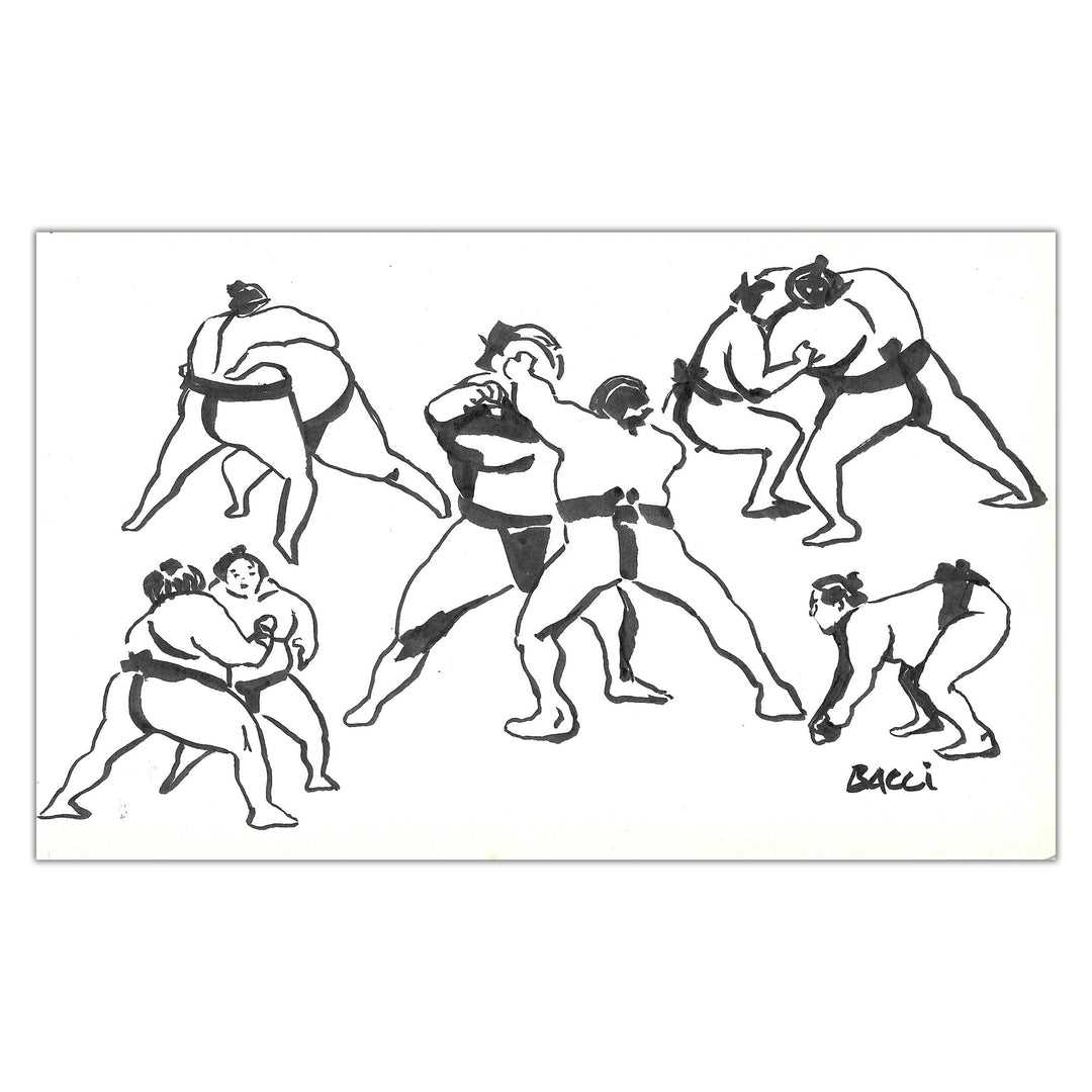 Sumos - Illustration originale d'Alexis Bacci - Exposition Sports Art
