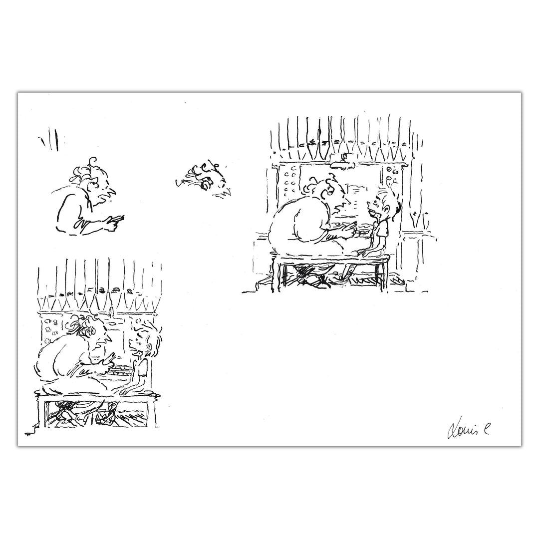 Louis Clichy - Le Corset - Dessin original sur papier (réf. E3)