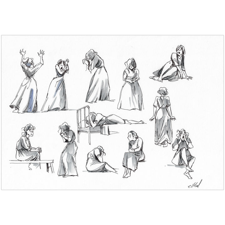 Carole Maurel - Nellie Bly - Illustration originale mouvements du corps
