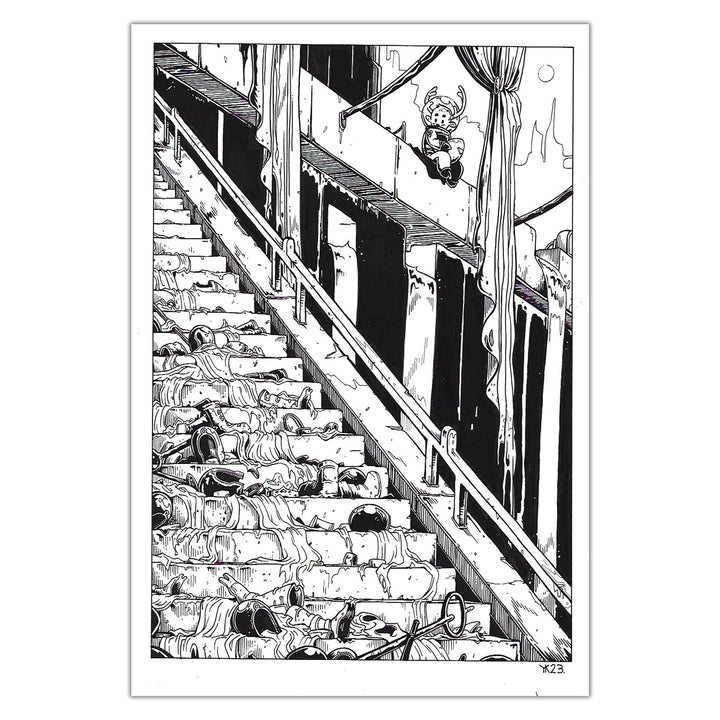 Yoann Kavege - Moon Deer - Escalier - Illustration originale